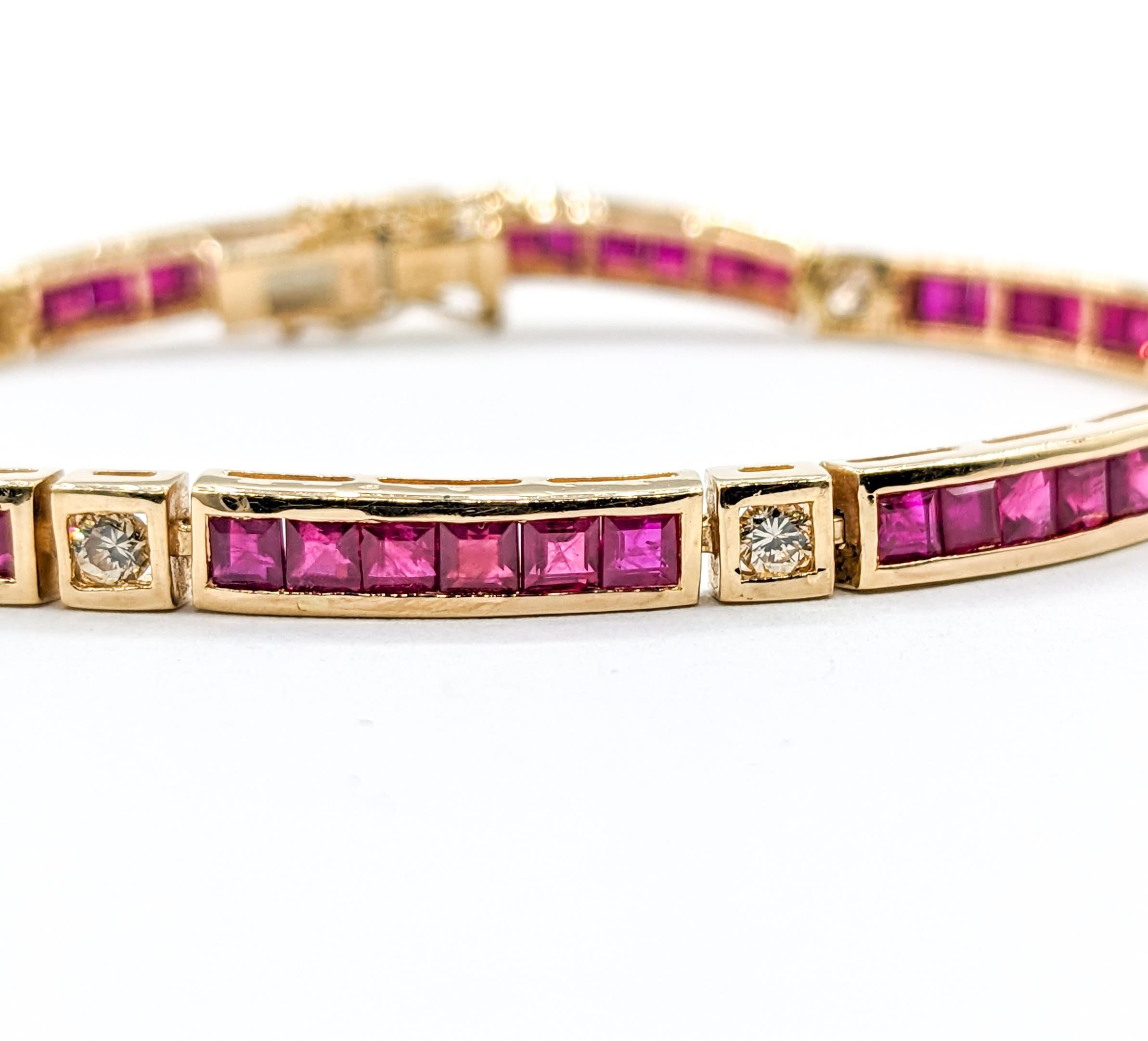 7.5ctw Ruby & Diamond Bracelet In Yellow Gold For Sale 3