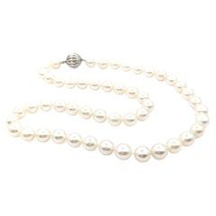 Vintage 7.5mm South Sea Pearl 17" Necklace In White Gold