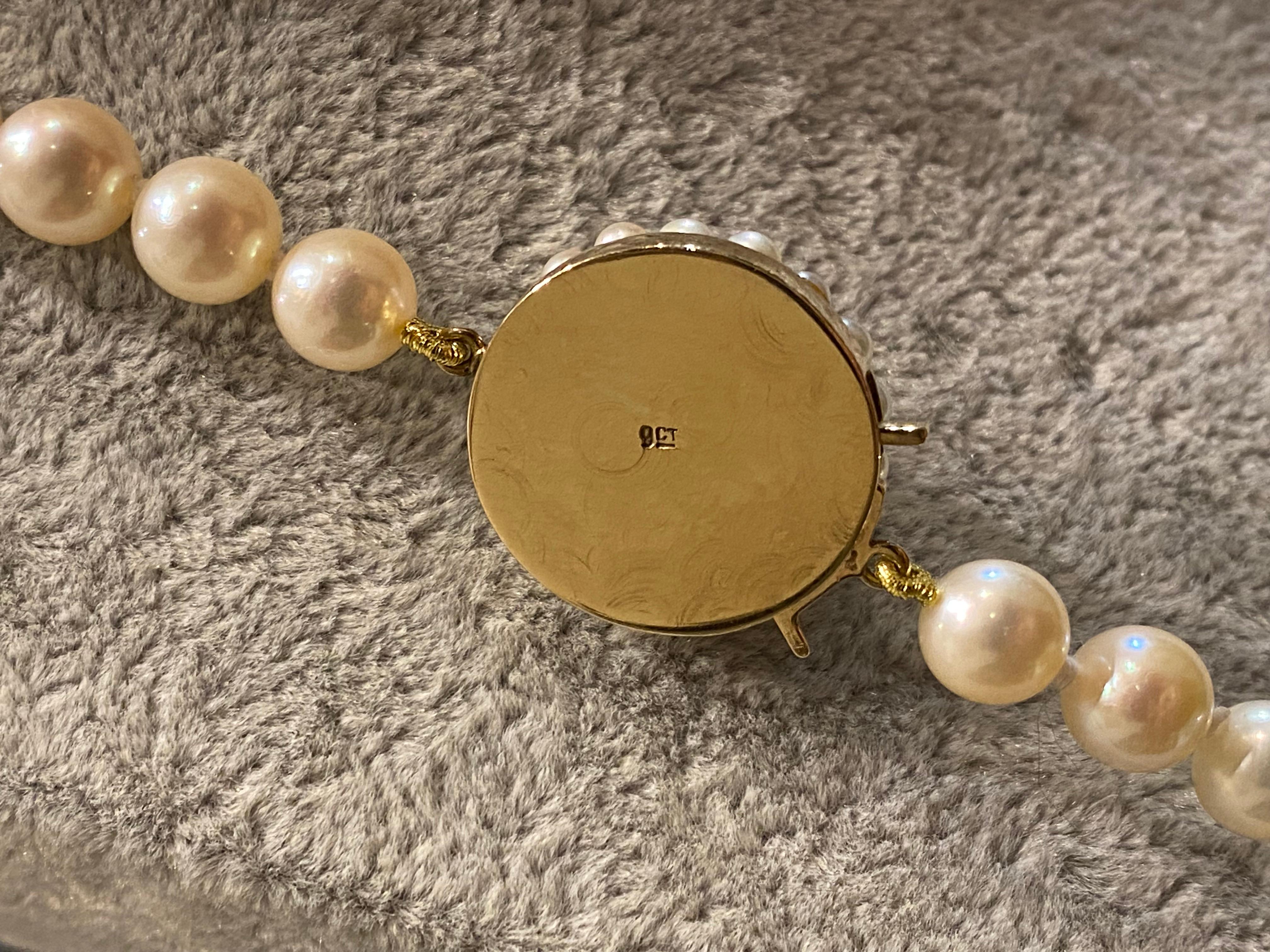 7.5mm South Sea Pearl Opera Length 91cm Necklace, 9K Gold Mabe Pearl Clasp For Sale 2