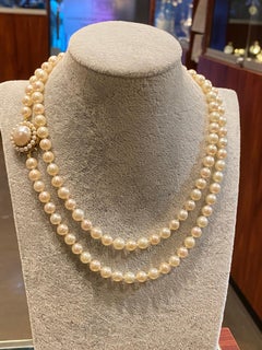 7.5mm South Sea Pearl Opera Length 91cm Necklace, 9K Gold Mabe Pearl Clasp