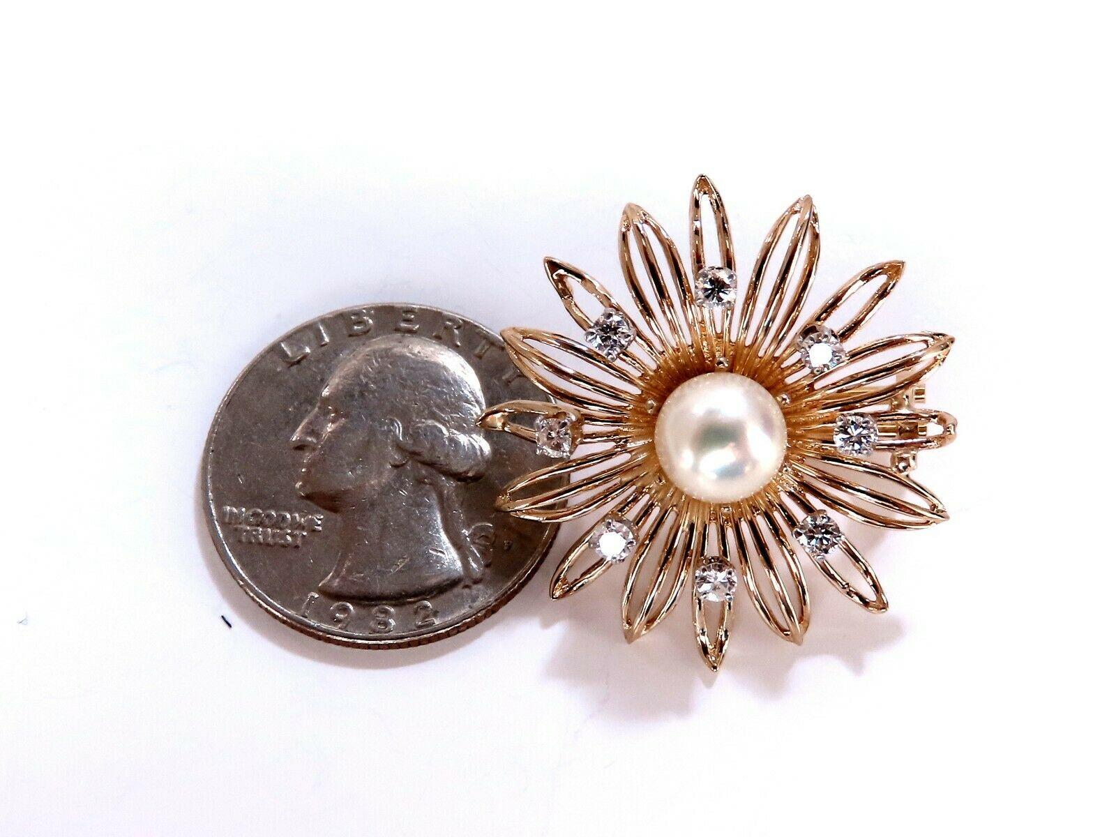 South Seas Pearls 1ct Diamonds Sunburst Earrings 14kt Gold In New Condition For Sale In New York, NY