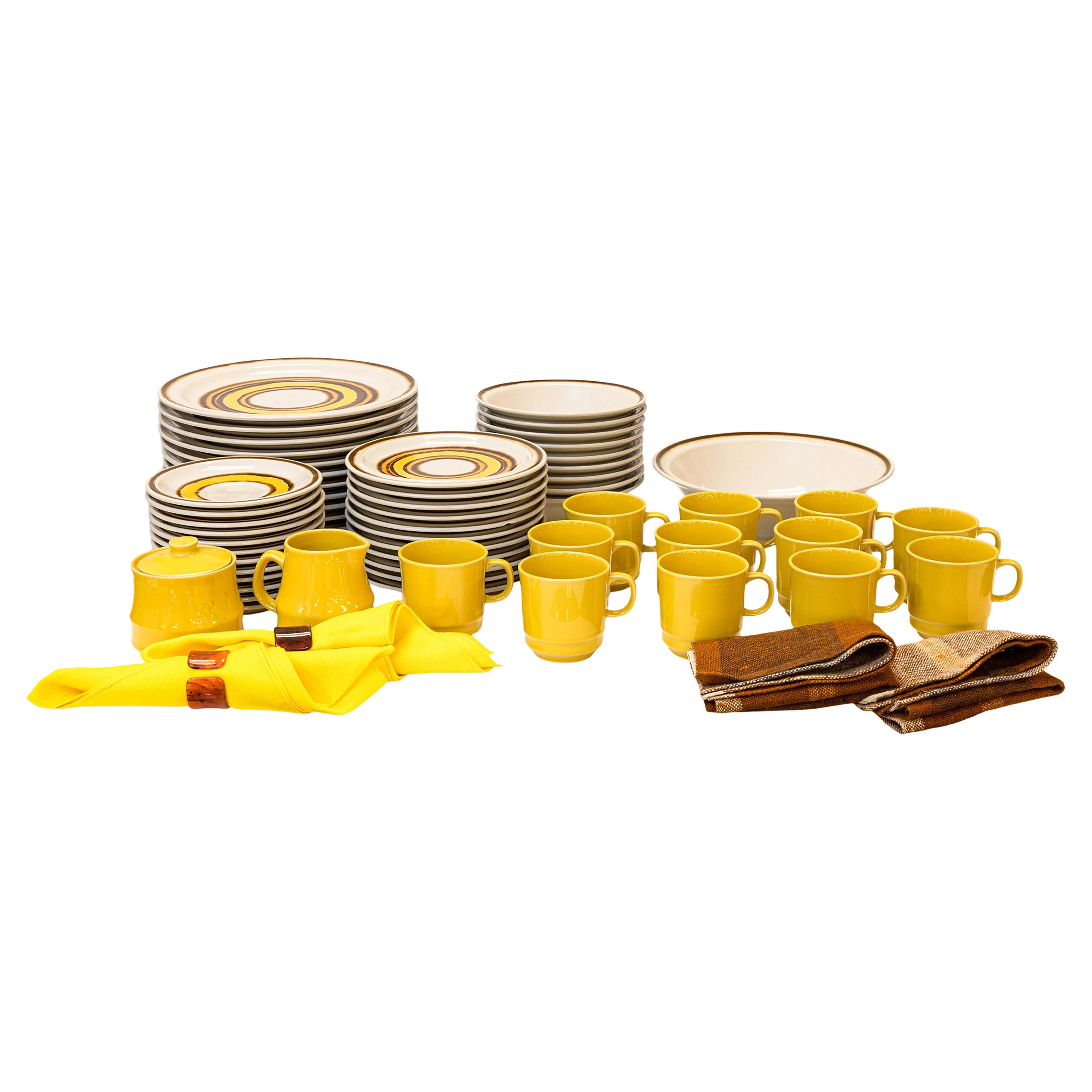 75pc Electra Casual Ceram Rondo Gold Japanese Stoneware MCM Dinner Service Set