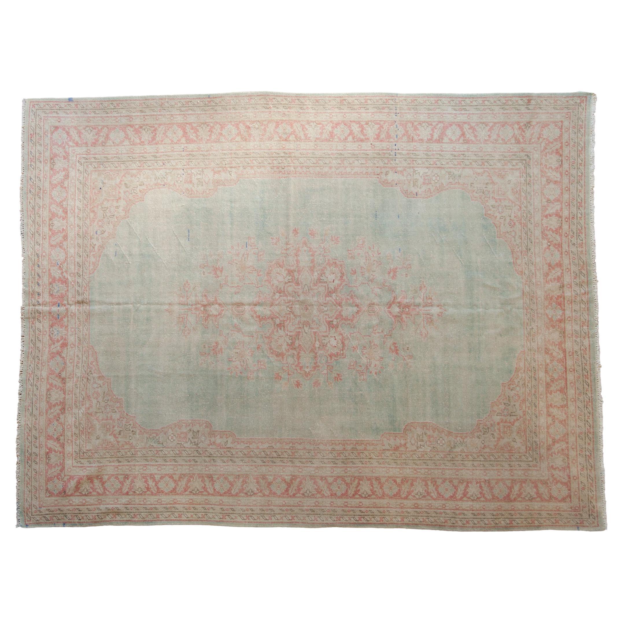 Vintage Distressed Oushak Carpet