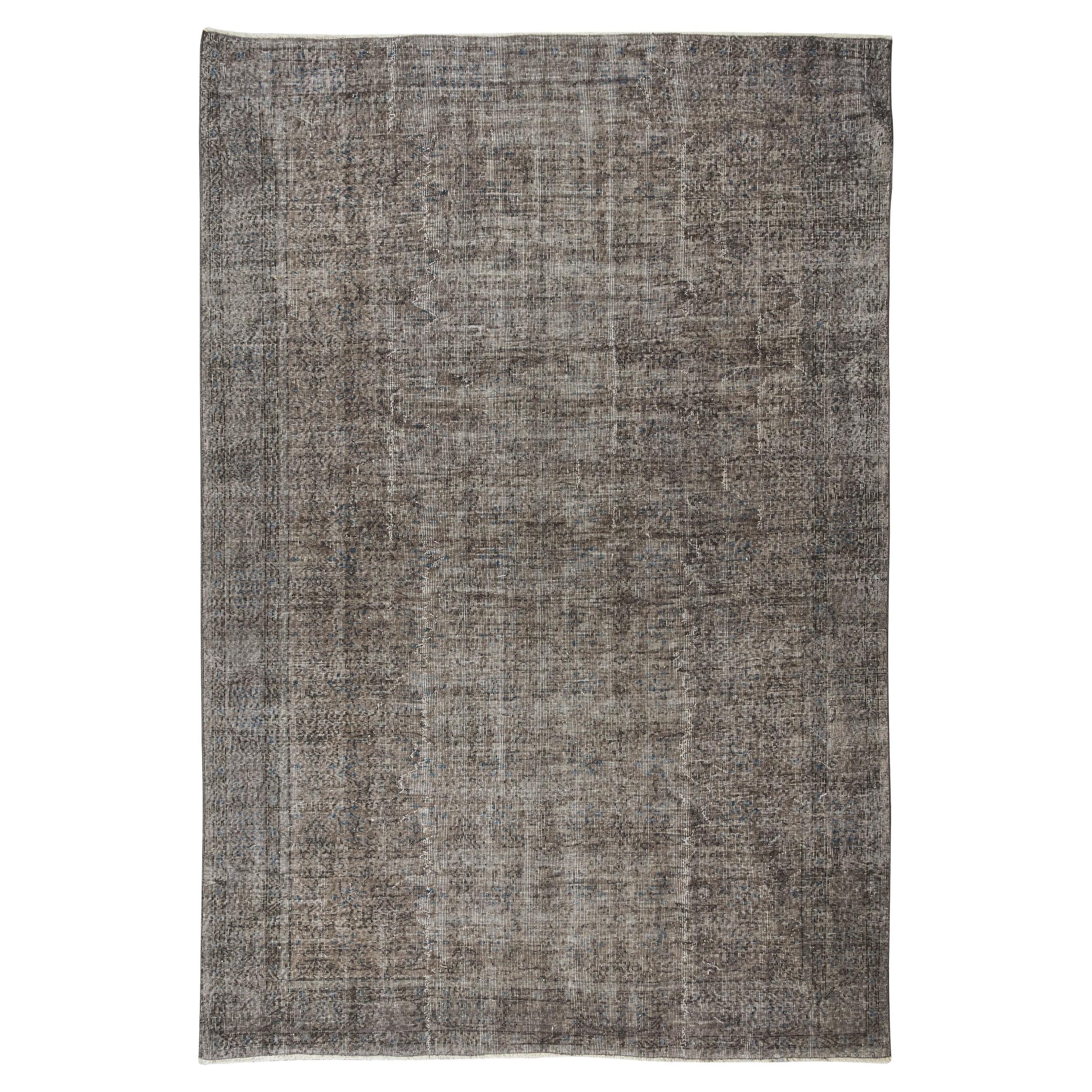 7.5x10.5 Ft Vintage Handmade Turkish Area Rug in Grey for Modern Interiors