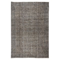 7.5x10.5 Ft Vintage Handmade Turkish Area Rug in Grey for Modern Interiors