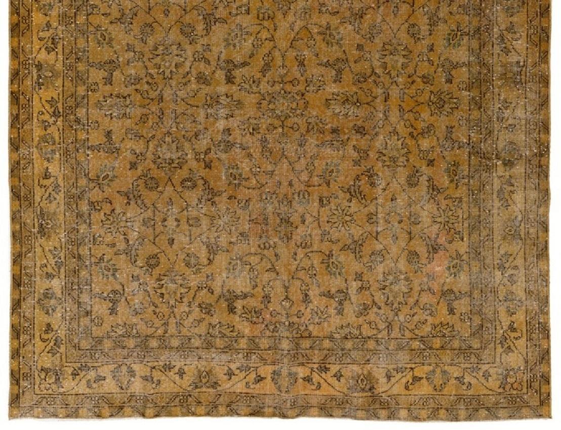 Modern 7.5x10.5 Ft Vintage Handmade Central Anatolian Rug Re-Dyed in Orange Color For Sale