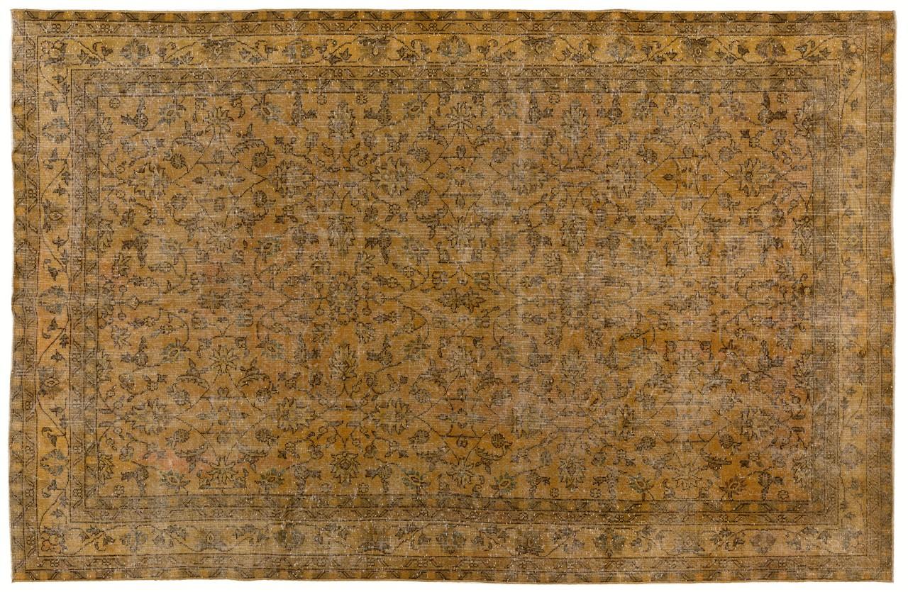 Mid-20th Century 7.5x10.5 Ft Vintage Handmade Central Anatolian Rug Re-Dyed in Orange Color For Sale