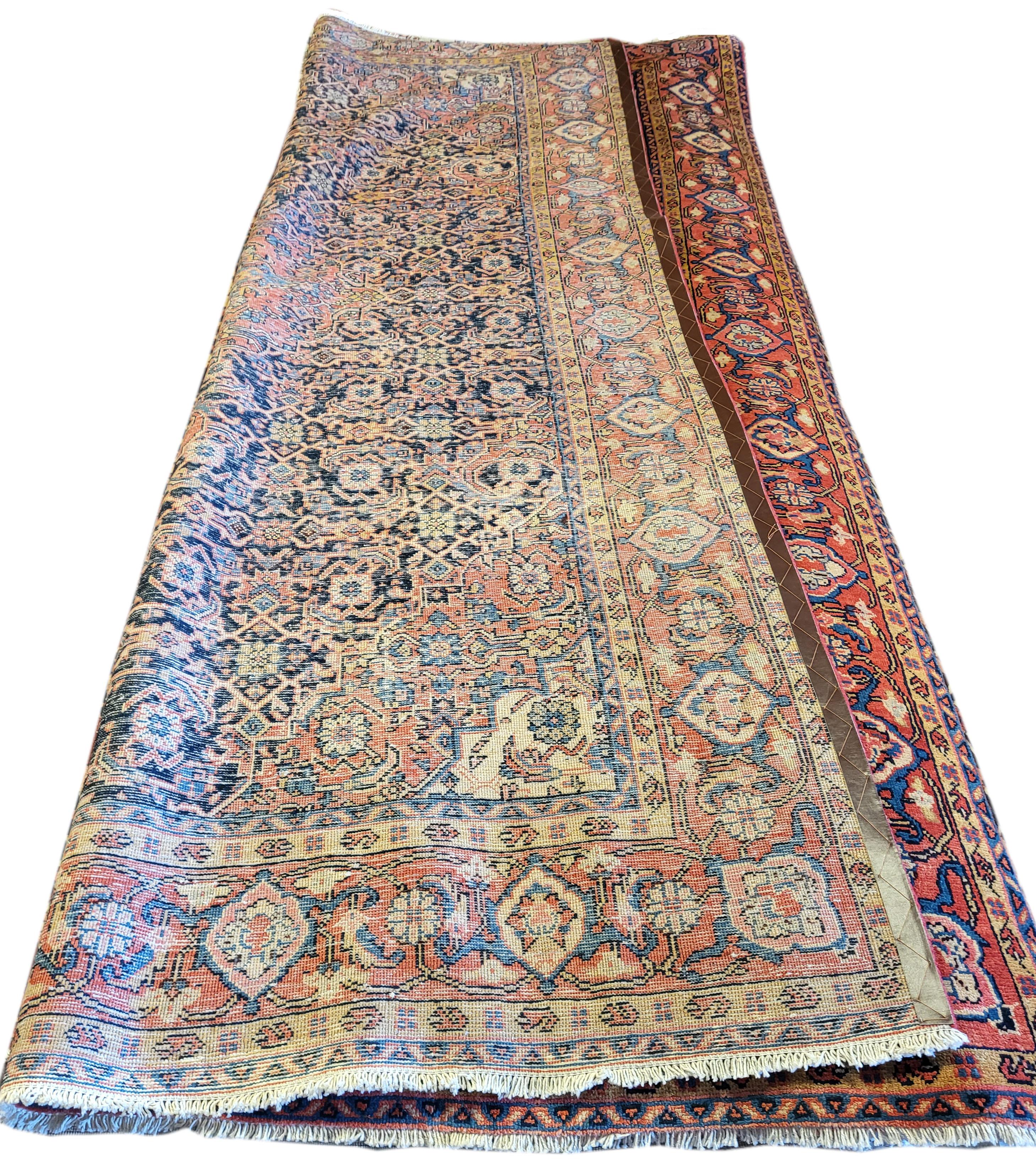 Sarouk Farahan 7.5'x11' Rare, Antique Viss / Arak - Persian Rug - Rust For Sale