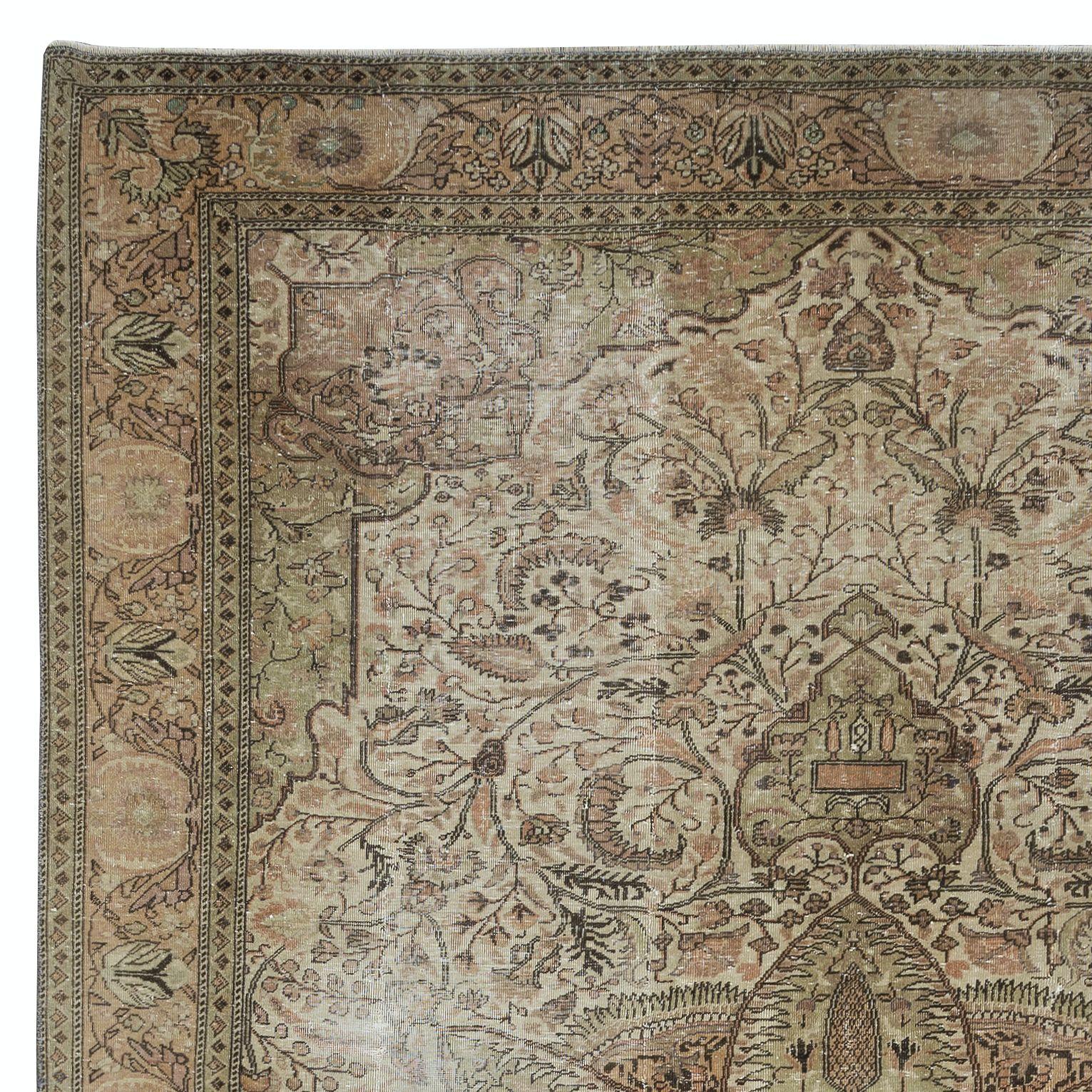 Turkish 7.5x11.6 Ft One of a Kind Vintage Wool Area Rug, Hand Knotted Anatolian Carpet For Sale