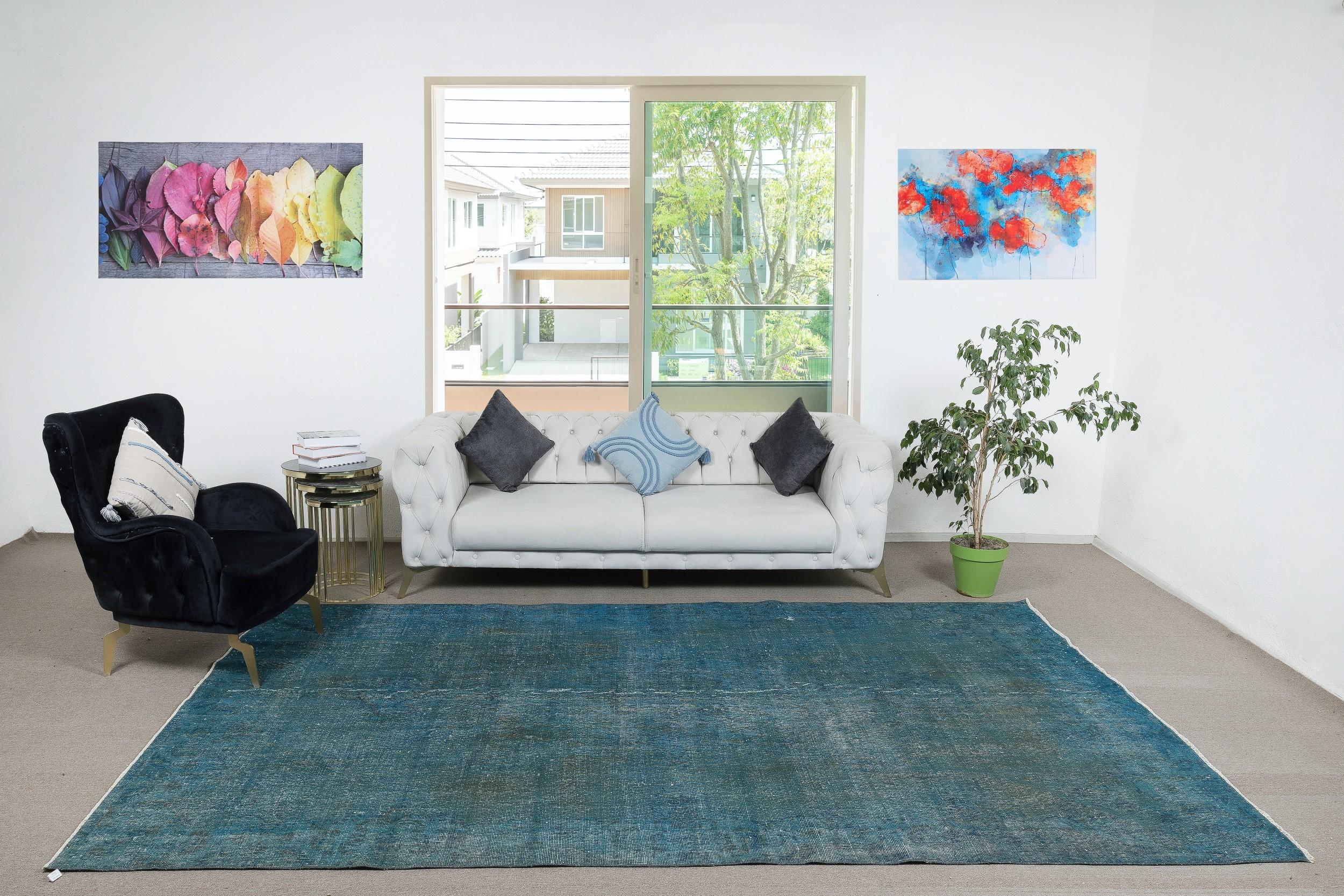 Our over-dyed rugs are all hand-knotted vintage pieces that are recreated in our workshop to cater to a wider range of interior design choices from modern to coastal, from industrial to rustic/cottage. These 50 to 70 year-old rugs were hand-knotted