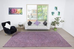 7.5x12.2 Ft Modern Wool Area Rug, Hand-Made in Turkey, Purple Large Carpet