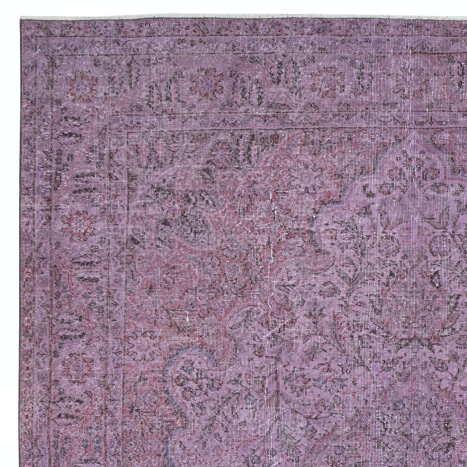 Moderner 7,5x12.2 Ft Moderner Wollteppich, handgefertigt in der Türkei, lila großer Teppich (Handgeknüpft) im Angebot