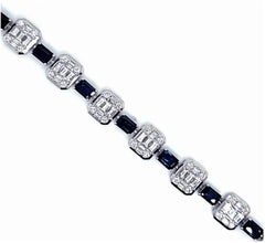 $76, 688 18KT Gold Fancy Baguette Diamond Blue Sapphire Bracelet Taj Hotel