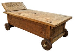 Bali Indonesian Primitive Jodang Chest Trunk Coffee Table Rice Day Bed Teak