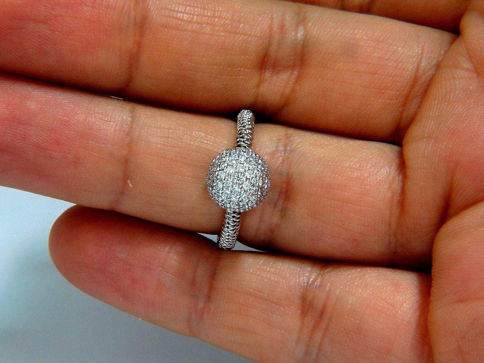 .76 Carat Diamonds Bead Set Ball Ring 18 Karat Coil Wire Wrapped Shank In New Condition For Sale In New York, NY