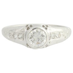 .76 Carat European Cut Diamond Art Deco Engagement Ring, 950 Palladium Vintage