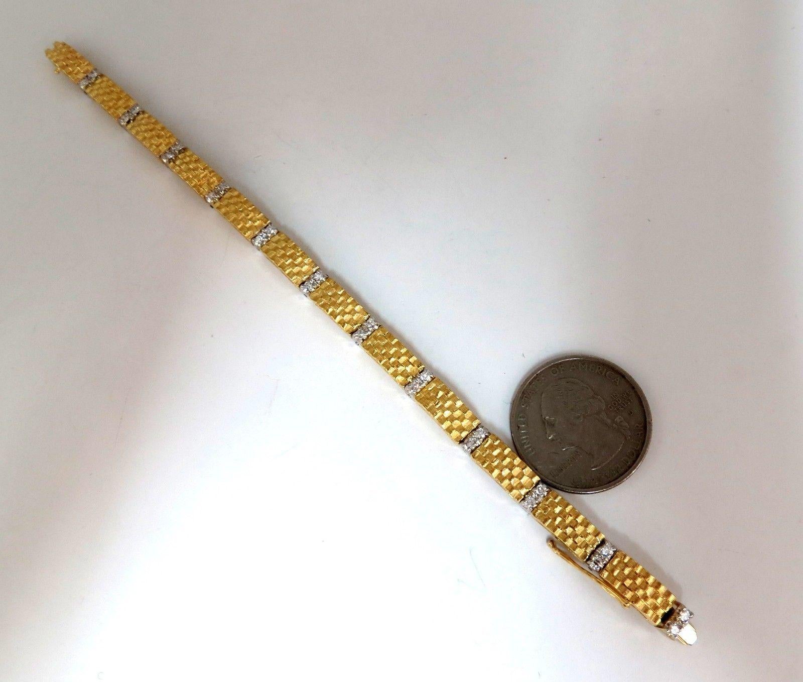Round Cut .76 Carat Spanish Revival Natural Diamond Weave Bracelet 14 Karat