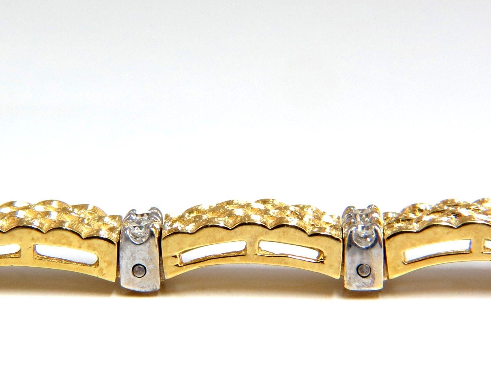 .76 Carat Spanish Revival Natural Diamond Weave Bracelet 14 Karat In New Condition In New York, NY