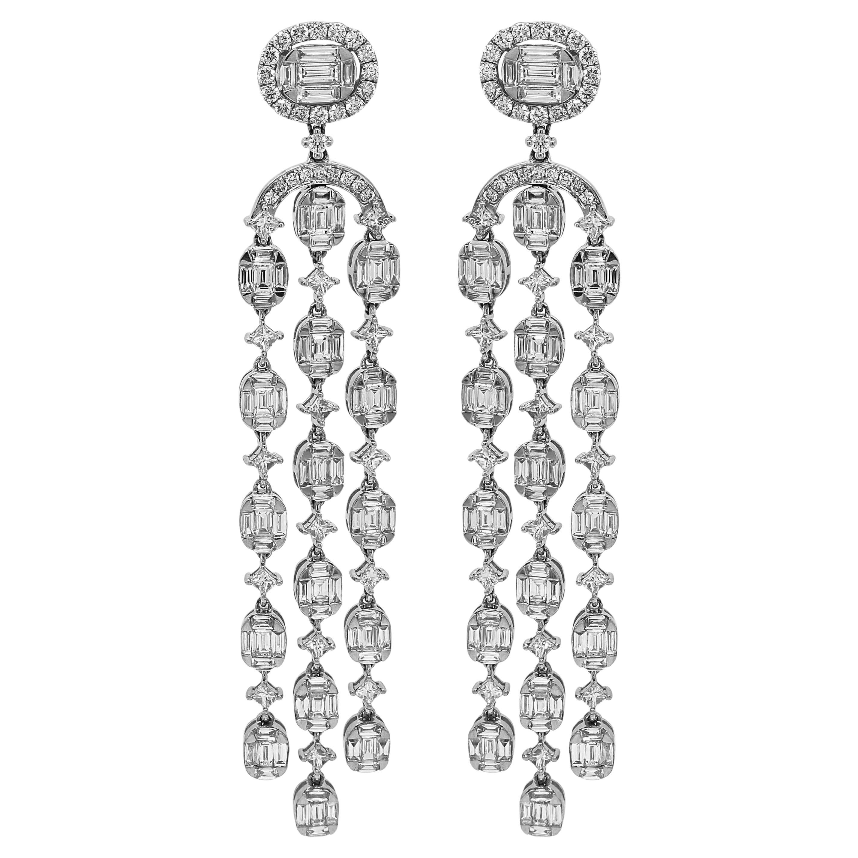 7.6 Carat White Diamond White Gold Earrings For Sale