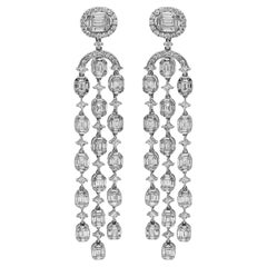 7.6 Carat White Diamond White Gold Earrings