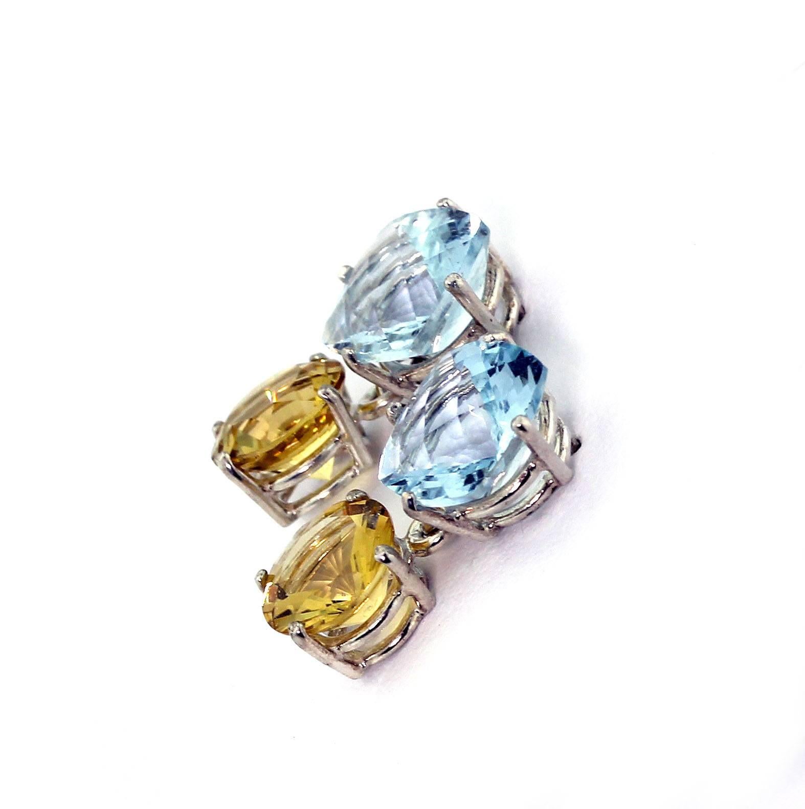 7.6 Carats of Aquamarine and 4.8 Carats of Beryl Sterling Silver Stud Earrings 1