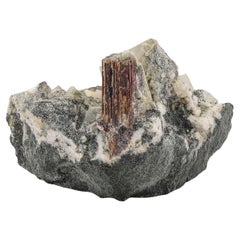 76 grammi di raro cristallo singolo di rutilo marrone su matrice con calcite dal Pakistan