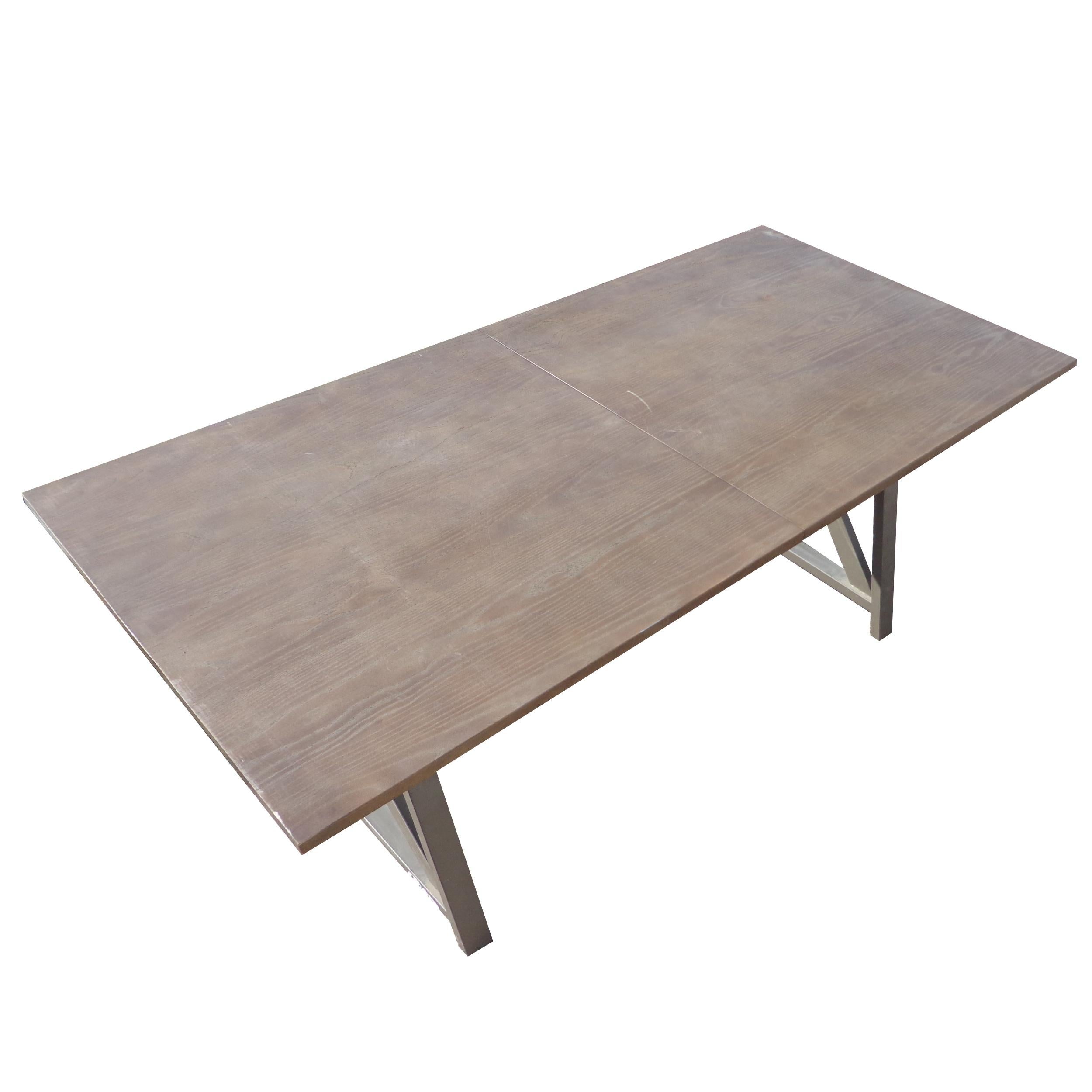 Contemporary Industrial Trestle Base Work Table Desk For Sale