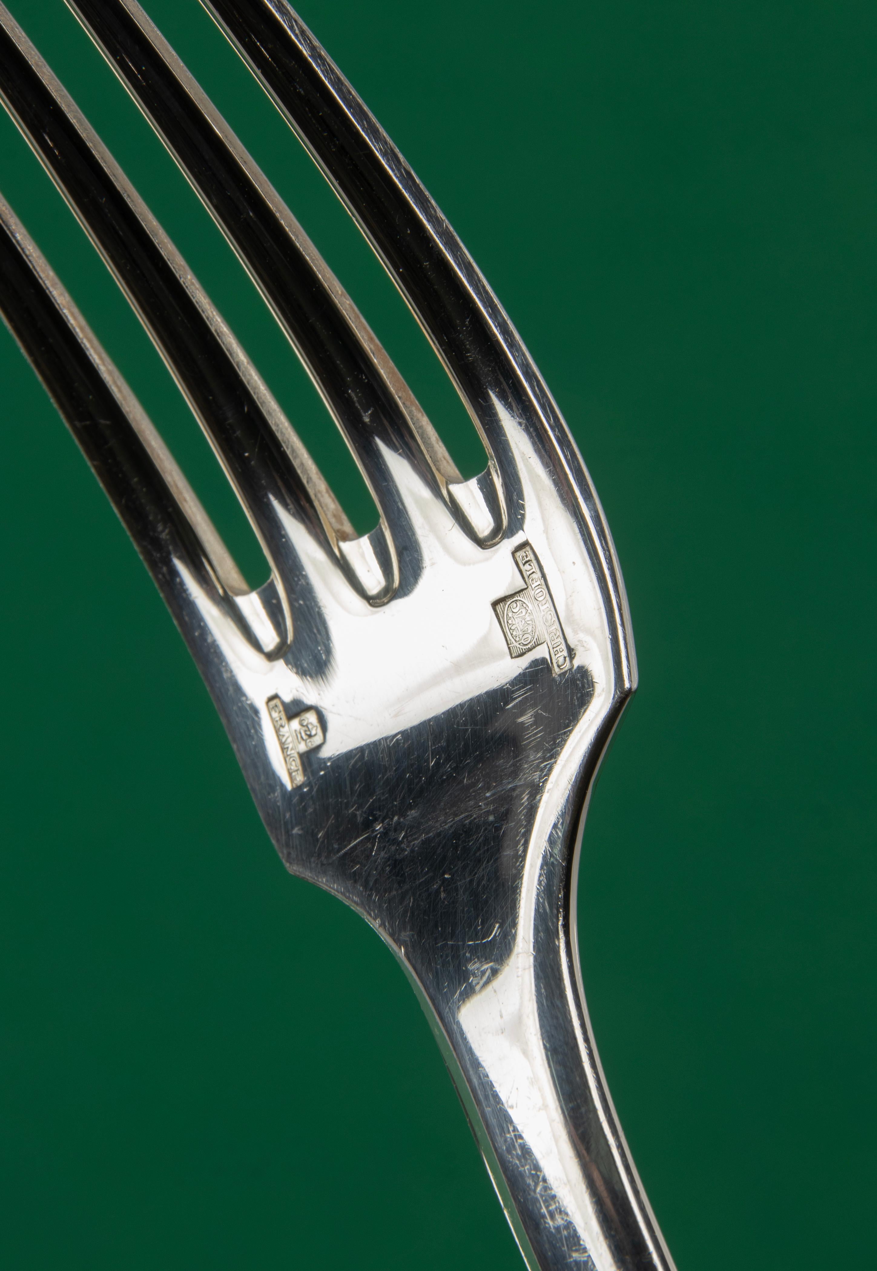 76-Piece Set of Silver Plated Flatware, Christofle Model Cluny 2