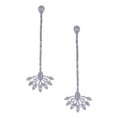 76 Round Baguette Diamonds 18K White Gold Earrings