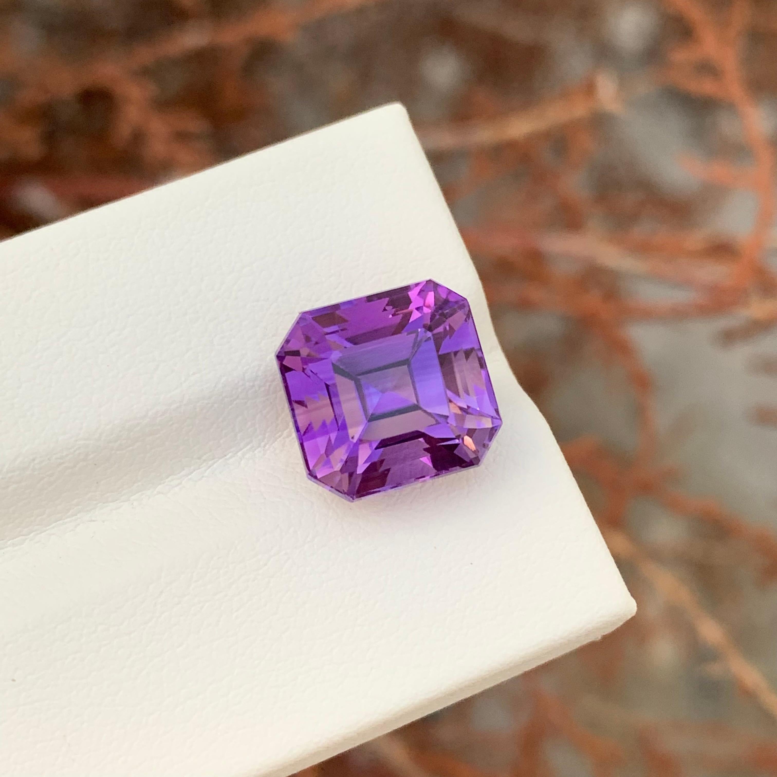 7,60 Karat natürlicher loser Amethyst Asscher Form Edelstein im Zustand „Neu“ im Angebot in Peshawar, PK
