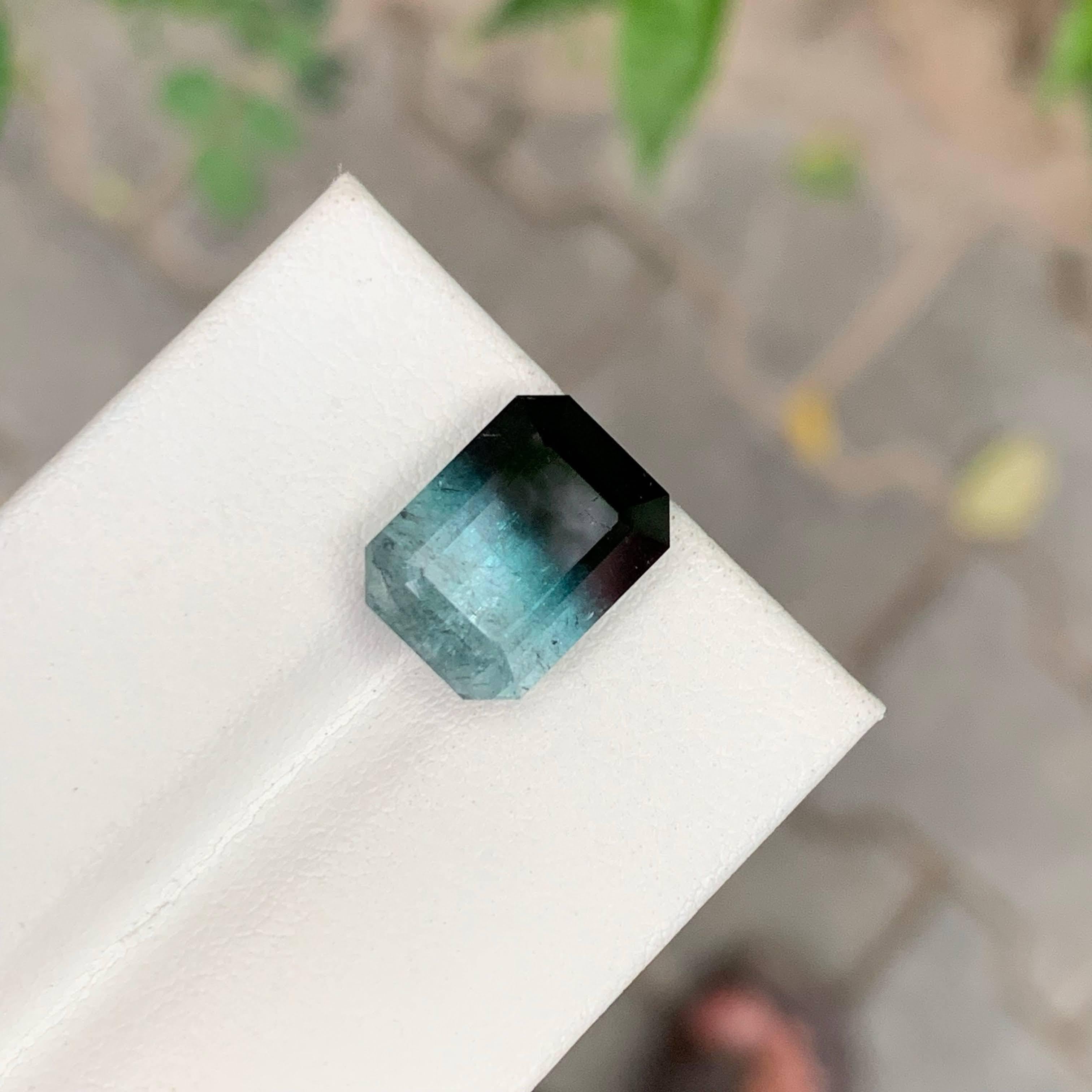 7.60 Carat Natural Loose Bi Color Tourmaline Stone Emerald Cut Afghan Gemstone For Sale 5