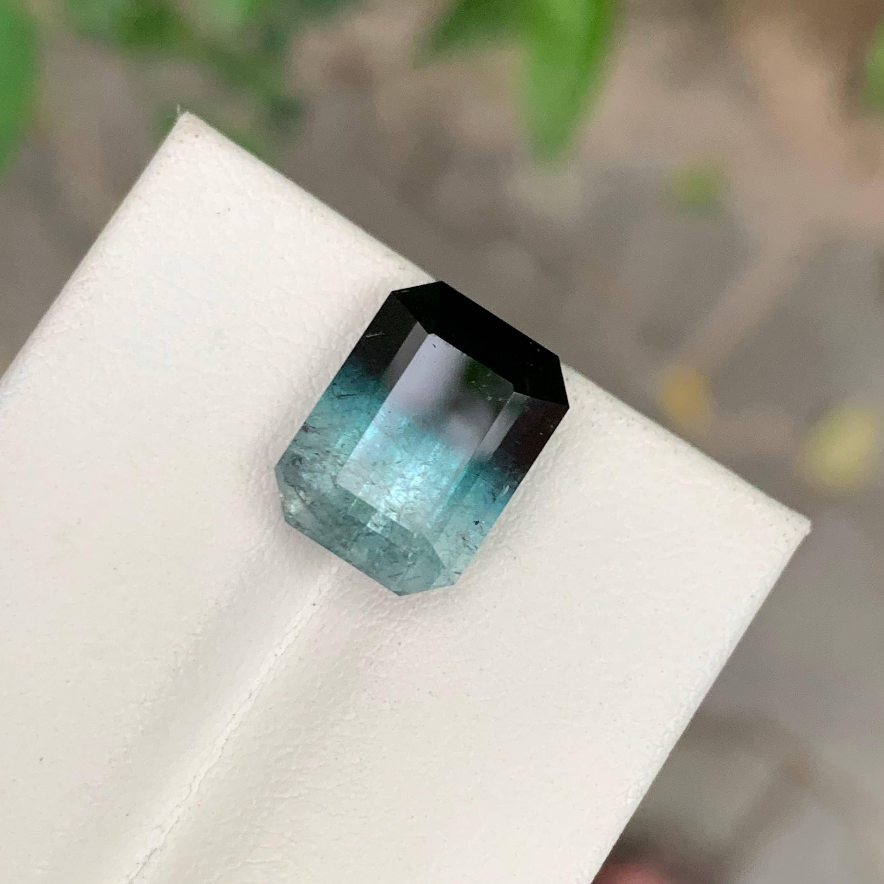 7.60 Carat Natural Loose Bi Color Tourmaline Stone Emerald Cut Afghan Gemstone For Sale 6