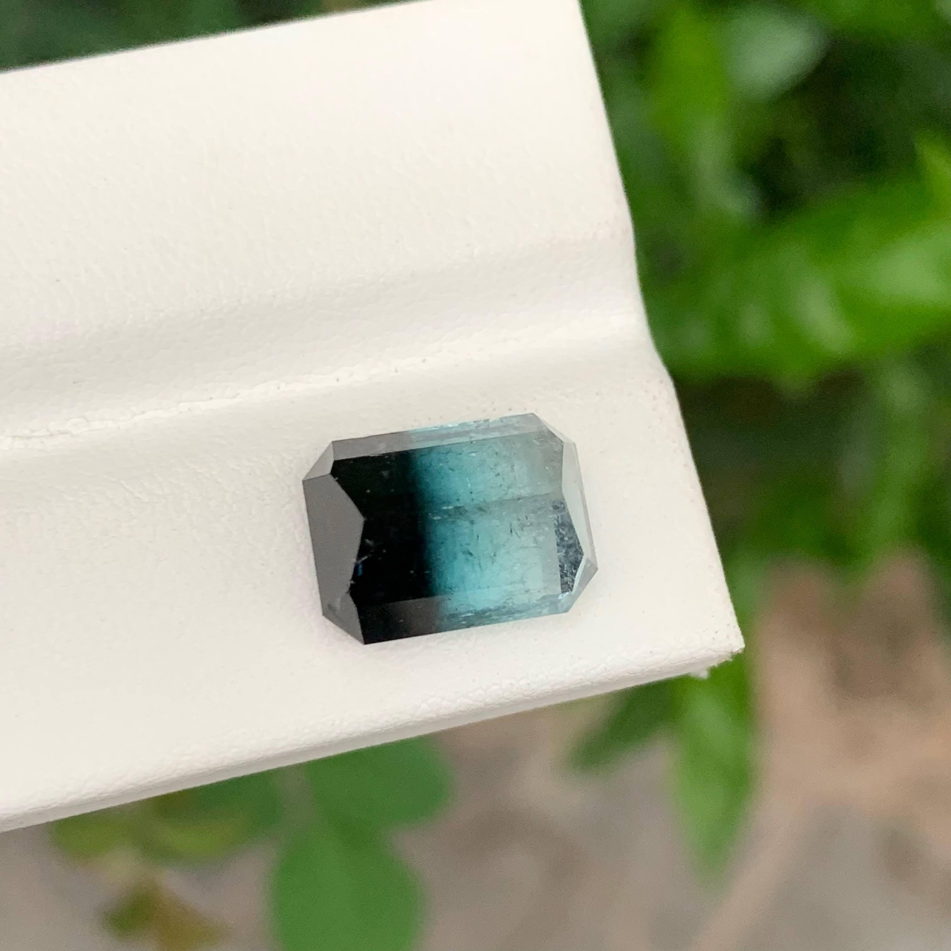7.60 Carat Natural Loose Bi Color Tourmaline Stone Emerald Cut Afghan Gemstone For Sale 1