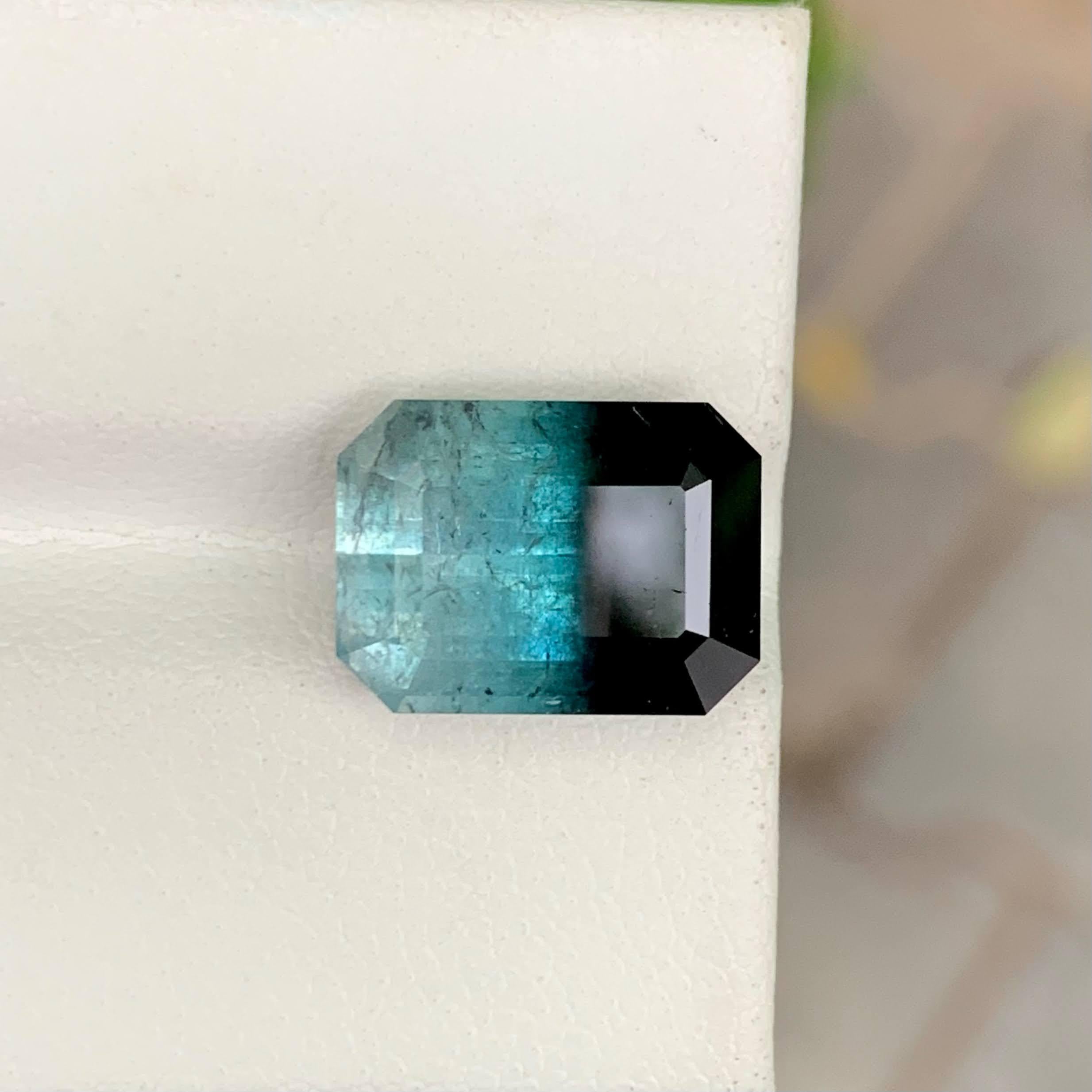 7.60 Carat Natural Loose Bi Color Tourmaline Stone Emerald Cut Afghan Gemstone For Sale 2