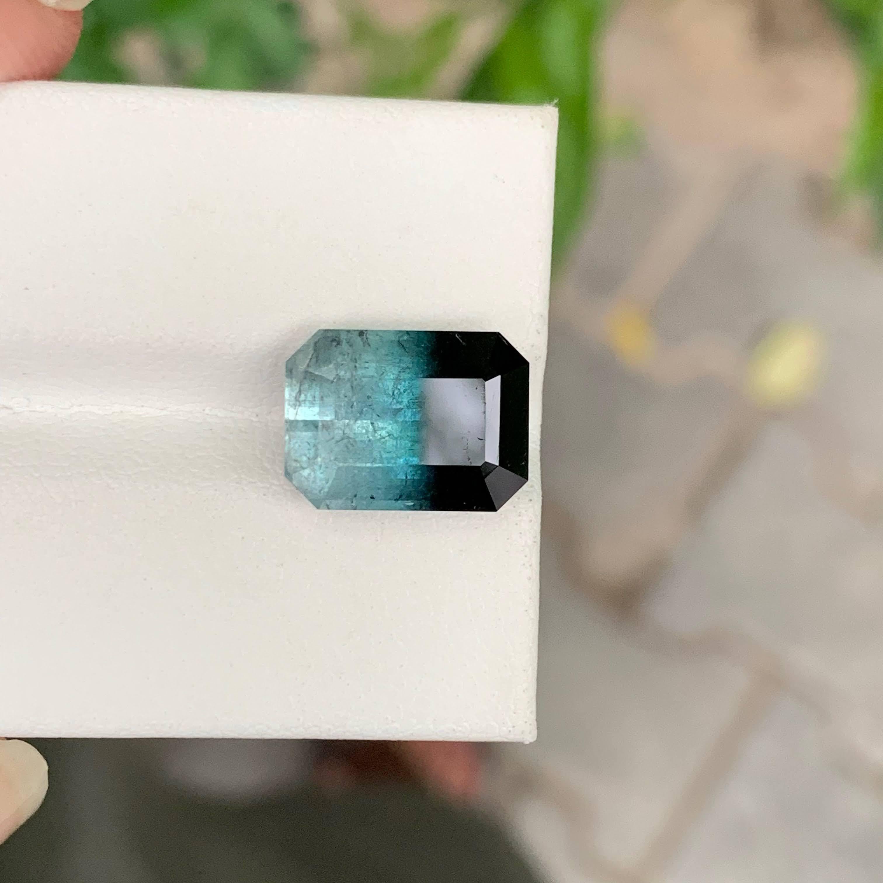 7.60 Carat Natural Loose Bi Color Tourmaline Stone Emerald Cut Afghan Gemstone For Sale 3