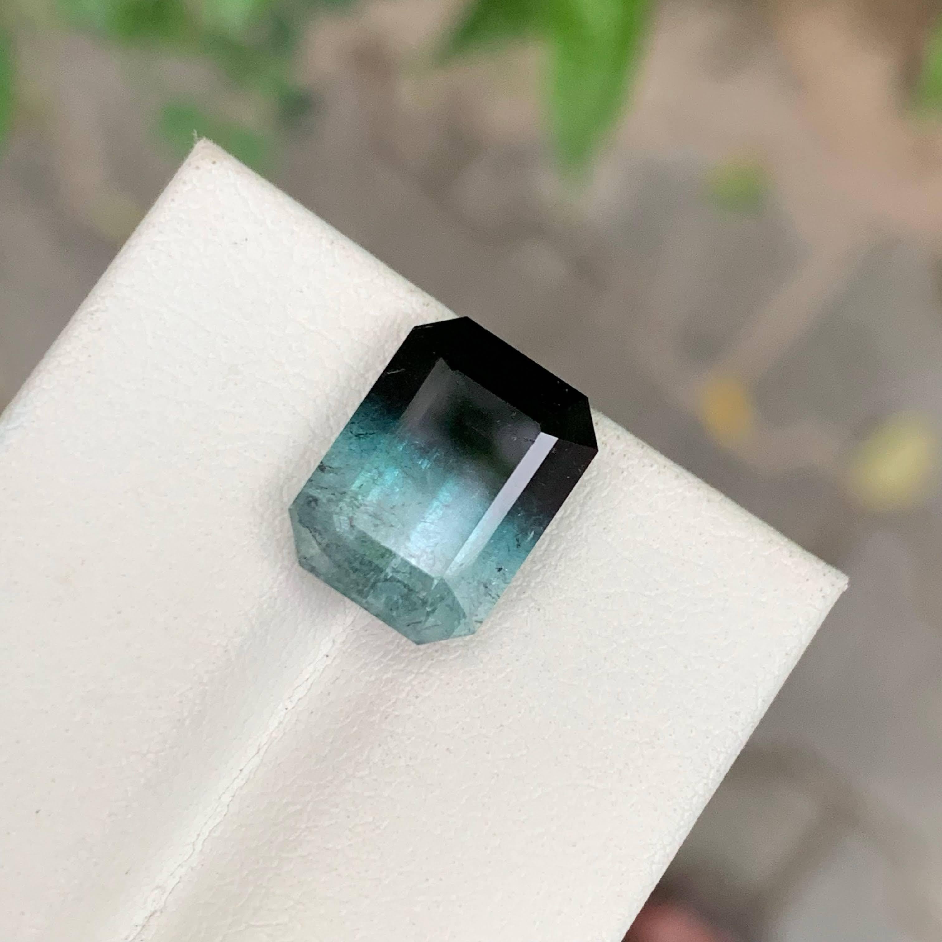 7.60 Carat Natural Loose Bi Color Tourmaline Stone Emerald Cut Afghan Gemstone For Sale 4