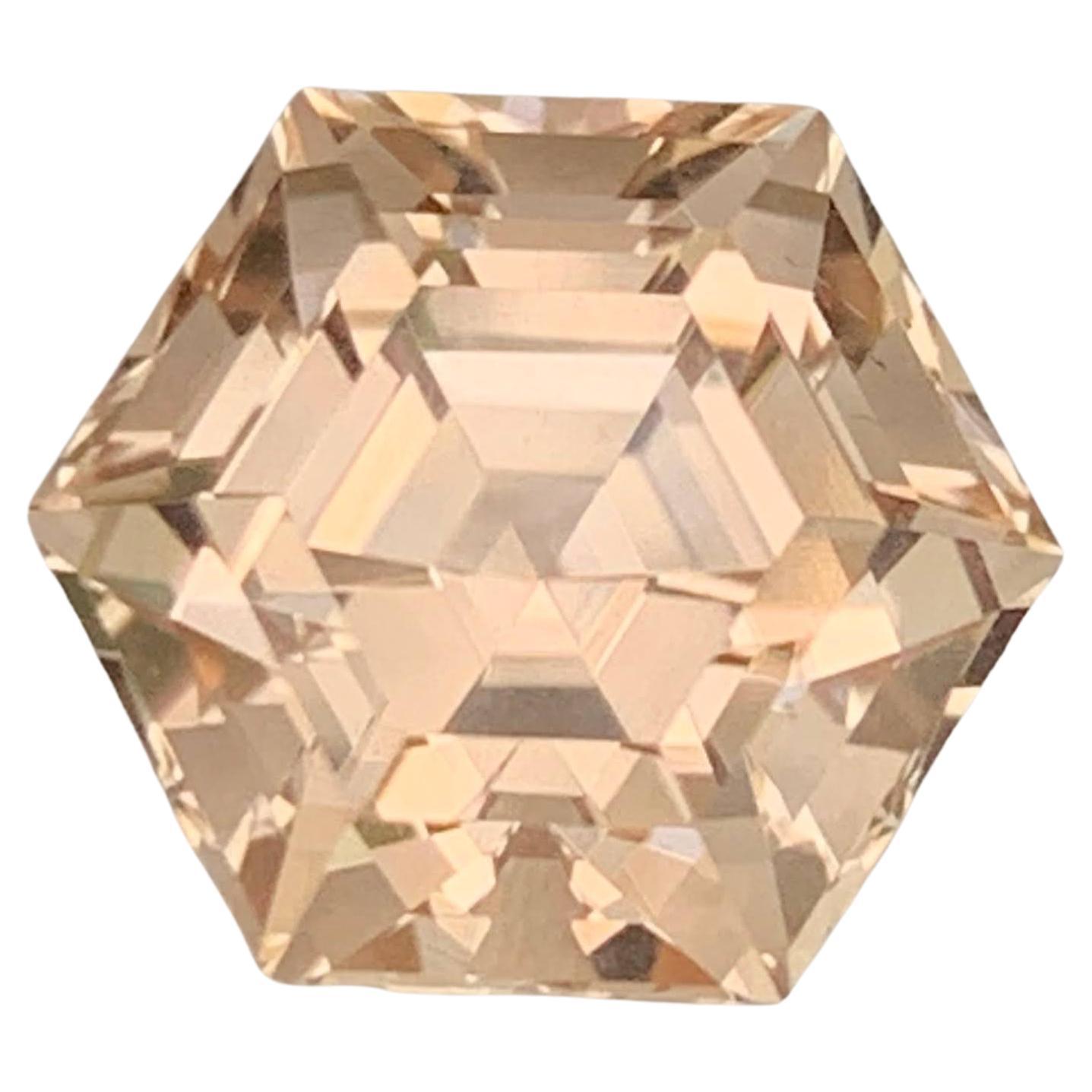 7.60 Carat Natural Loose Imperial Topaz Stone Hexagonal Cut Pakistani Gemstone For Sale