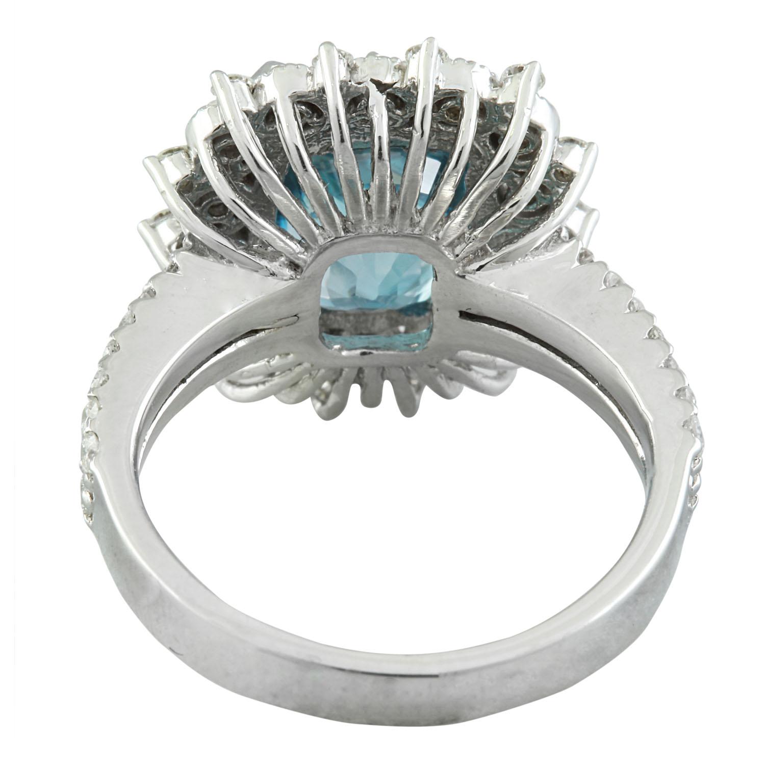 7.60 Carat Natural Zircon 14 Karat Solid White Gold Diamond Ring In New Condition For Sale In Los Angeles, CA