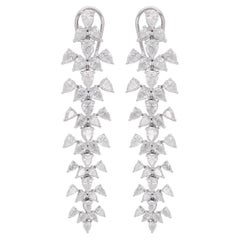 Pendientes Colgantes Diamante Pera 7.60 Quilates Oro Blanco 14 Kilates Joyería Artesanal