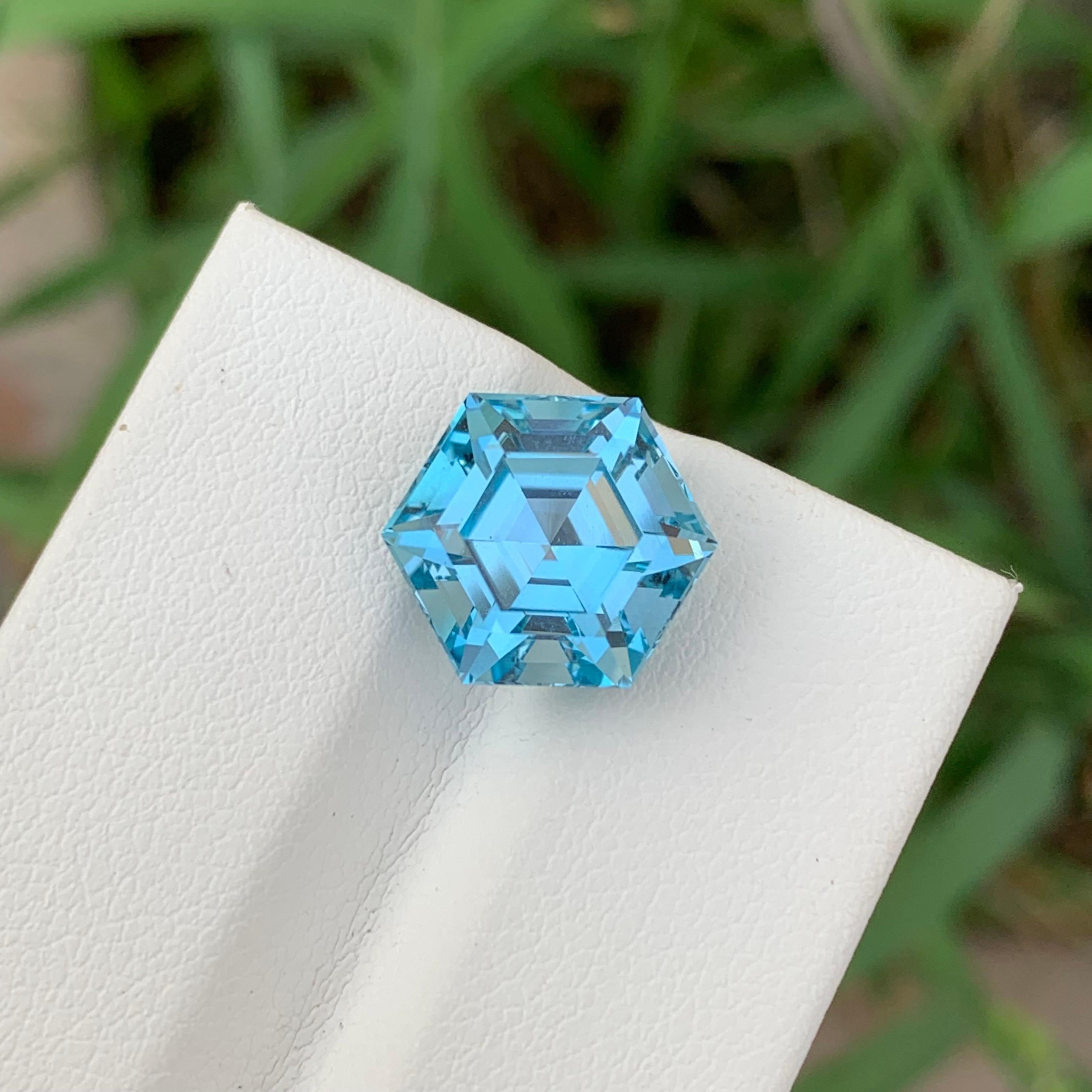 7,60 Karat hübscher loser blauer Topas in sechseckiger Form aus Stein aus Steinminen im Angebot 5