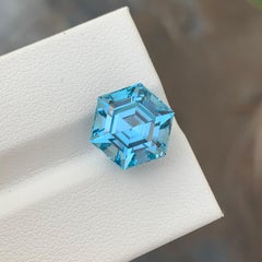 7.60 Carat Pretty Loose Blue Topaz Hexagon Shape Gem From Earth Mine
