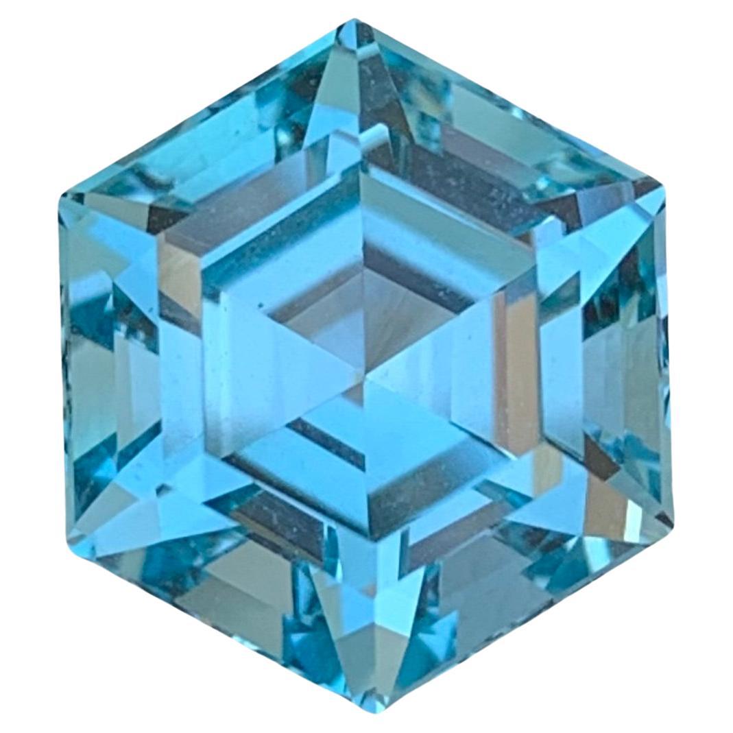 7.60 Carat Pretty Loose Blue Topaz Hexagon Shape Gem From Earth Mine
