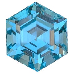 Gema suelta de 7,60 quilates en forma de hexágono de topacio azul de mina terrestre