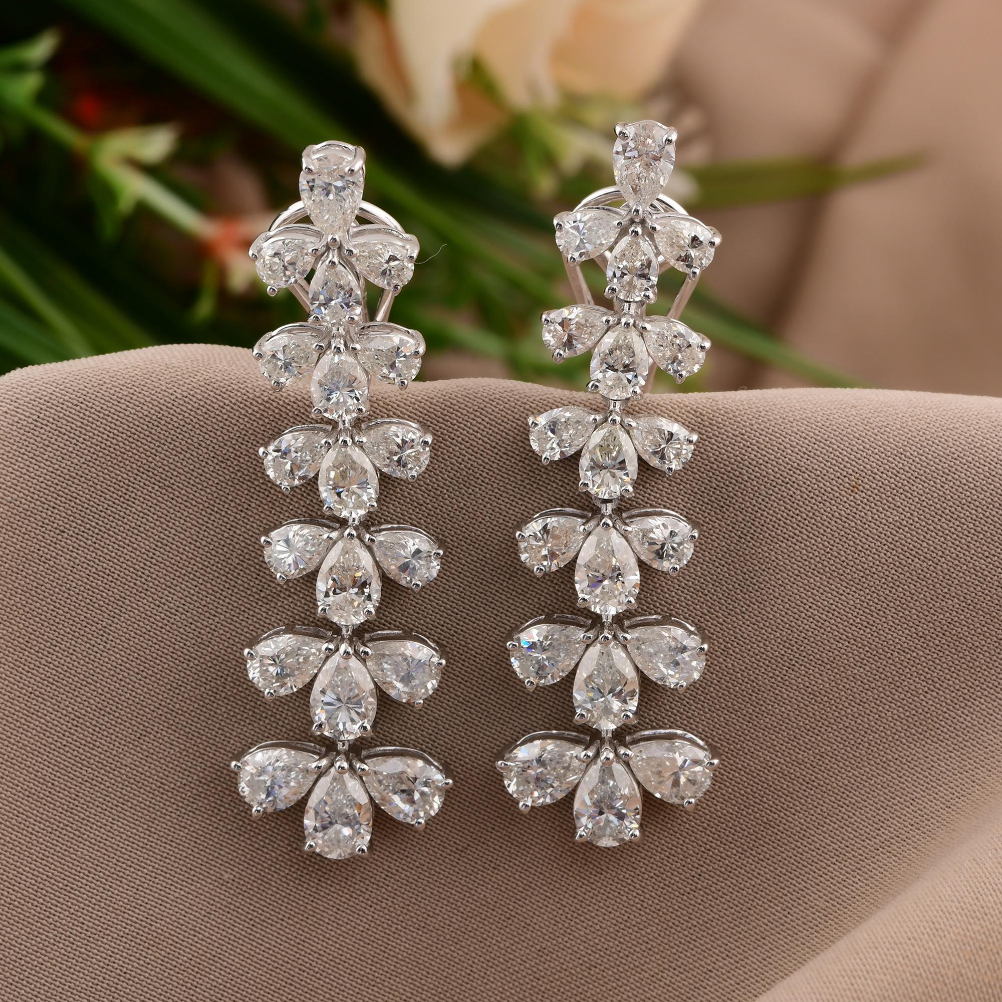 7.60 Carat SI/H Pear Brilliant Cut Diamond Dangle Earrings 14 Karat White Gold In New Condition For Sale In Diera, Dubai