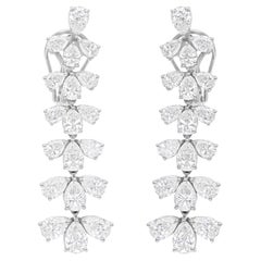 Pendientes colgantes de diamantes talla pera brillante SI/H de 7,60 quilates y 14 quilates de oro blanco