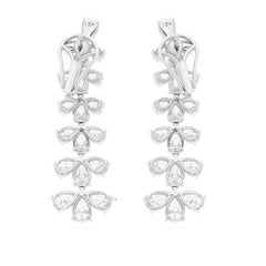 7.60 Carat SI/H Pear Brilliant Cut Diamond Dangle Earrings 18 Karat White Gold