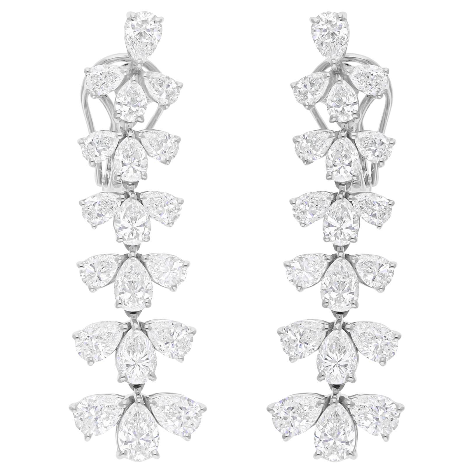 7.60 Carat SI/H Pear Brilliant Cut Diamond Dangle Earrings 18 Karat White Gold For Sale