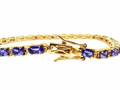 7.60 Carat Tanzanite Minimalist Tennis Bracelet 14K Gold Tanzanite Bracelet