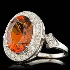 Ring aus 14 Karat massivem Weißgold mit 7,60 Karat natürlichem Citrin und Diamant