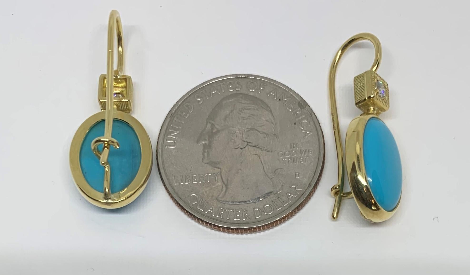turquoise cabochon earrings